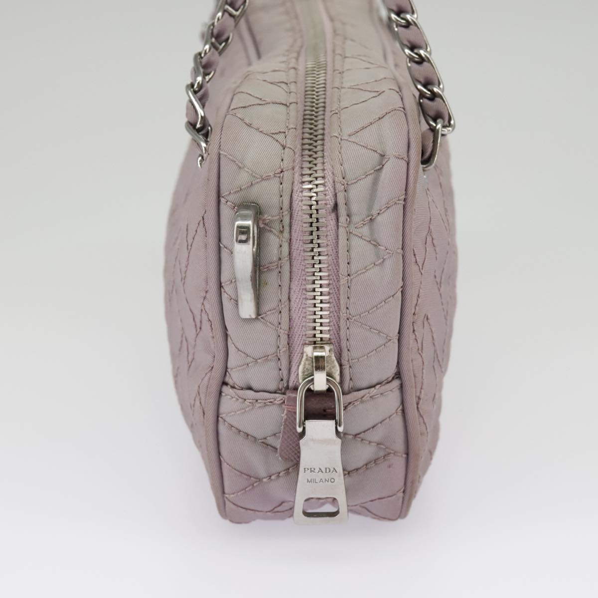 PRADA Chain Hand Bag Nylon 2way Purple Silver Auth bs19584