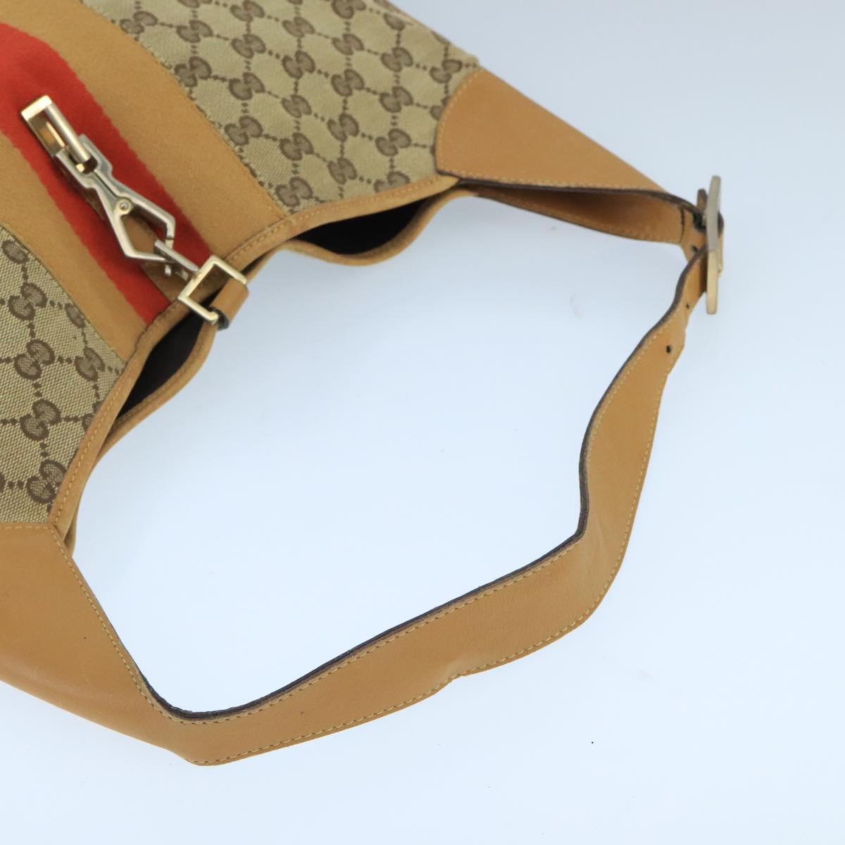 GUCCI GG Canvas Sherry Line Jackie Shoulder Bag Beige Red 001 4075 Auth bs19585