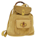 GUCCI Bamboo Backpack Suede Leather Yellow Gold 003 2058 0030 Auth bs19589-1