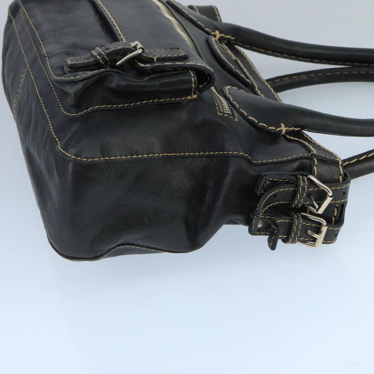 Chloe Edith Tote Bag Leather Black Auth bs19612