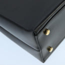 Salvatore Ferragamo Gancini Hand Bag Leather Black Gold Auth bs19613-16