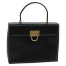 Salvatore Ferragamo Gancini Hand Bag Leather Black Gold Auth bs19613-1
