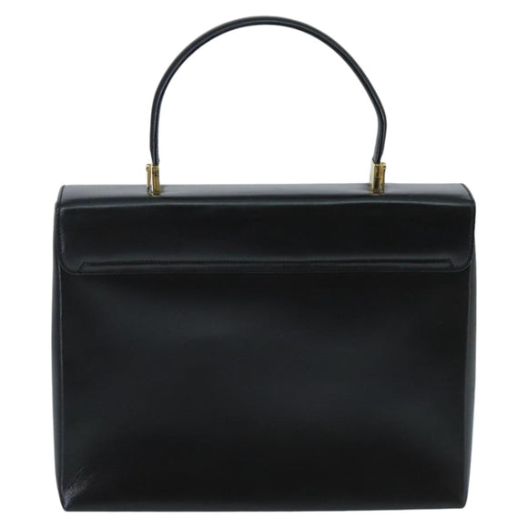 Salvatore Ferragamo Gancini Hand Bag Leather Black Gold Auth bs19613