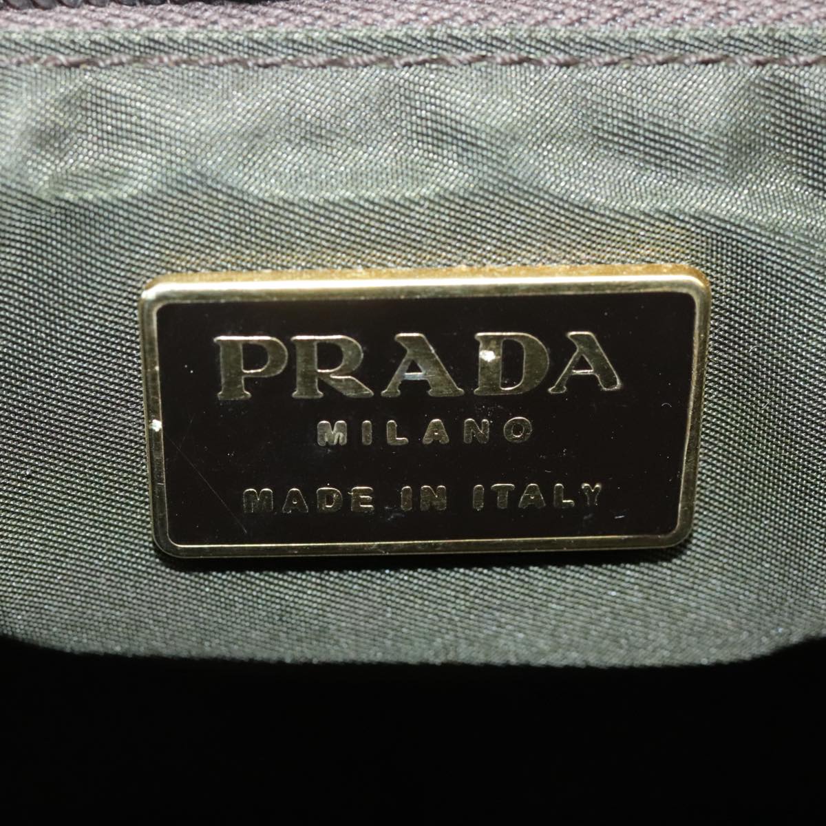 PRADA Hand Bag Satin Brown Gold Auth bs19621