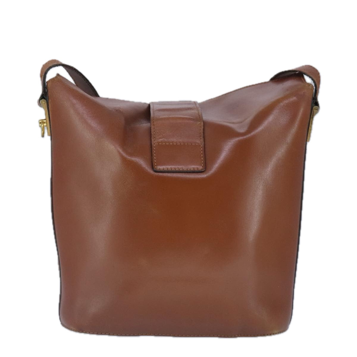 CELINE Shoulder Bag Leather Brown Gold Auth bs19626