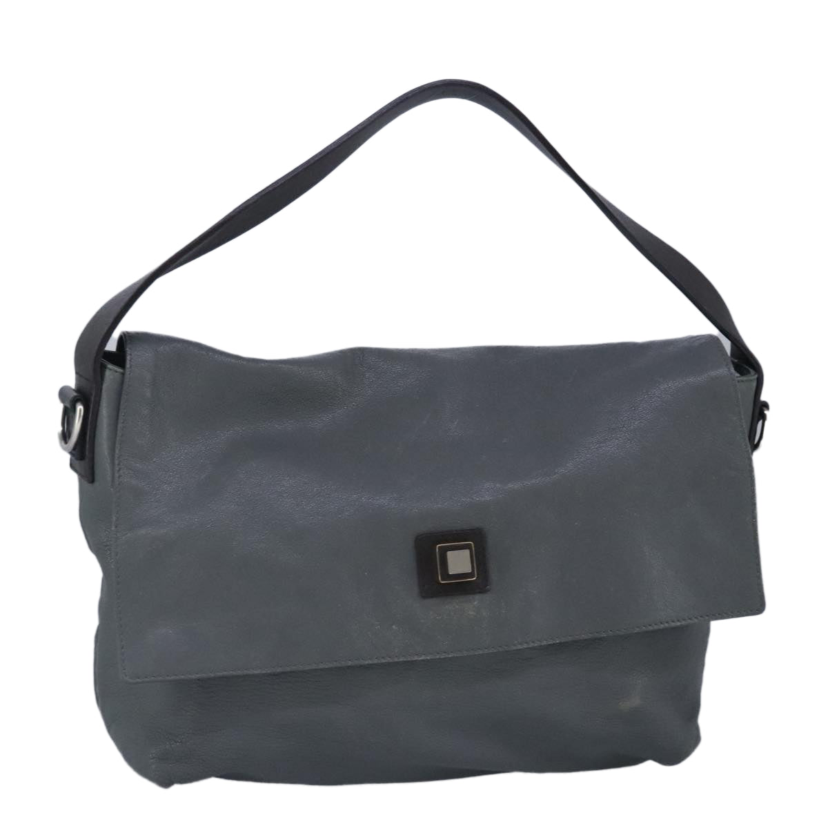 CELINE Shoulder Bag Leather Gray Auth bs19628