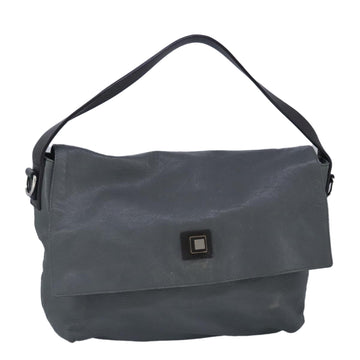 CELINE Shoulder Bag Leather Gray Auth bs19628