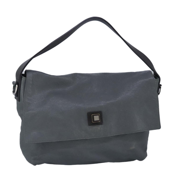 CELINE Shoulder Bag Leather Gray Auth bs19628