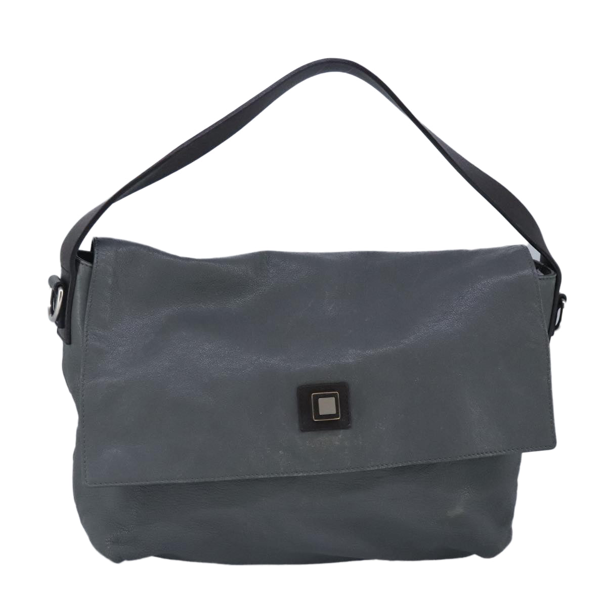 CELINE Shoulder Bag Leather Gray Auth bs19628