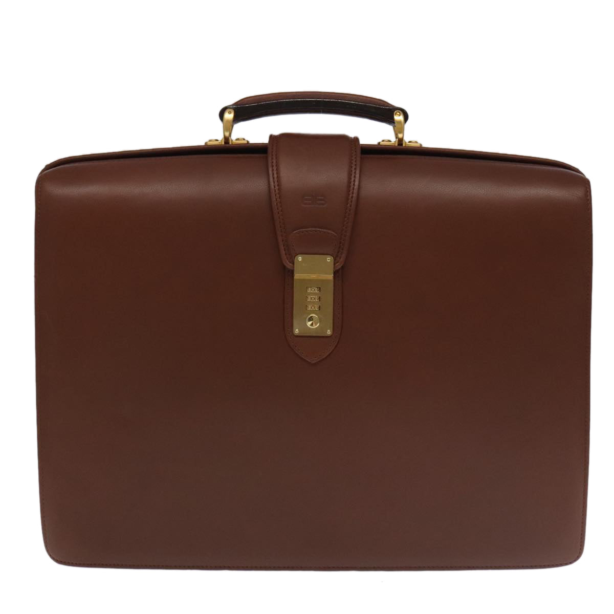 BALENCIAGA Briefcase Leather Brown Gold Auth bs19631