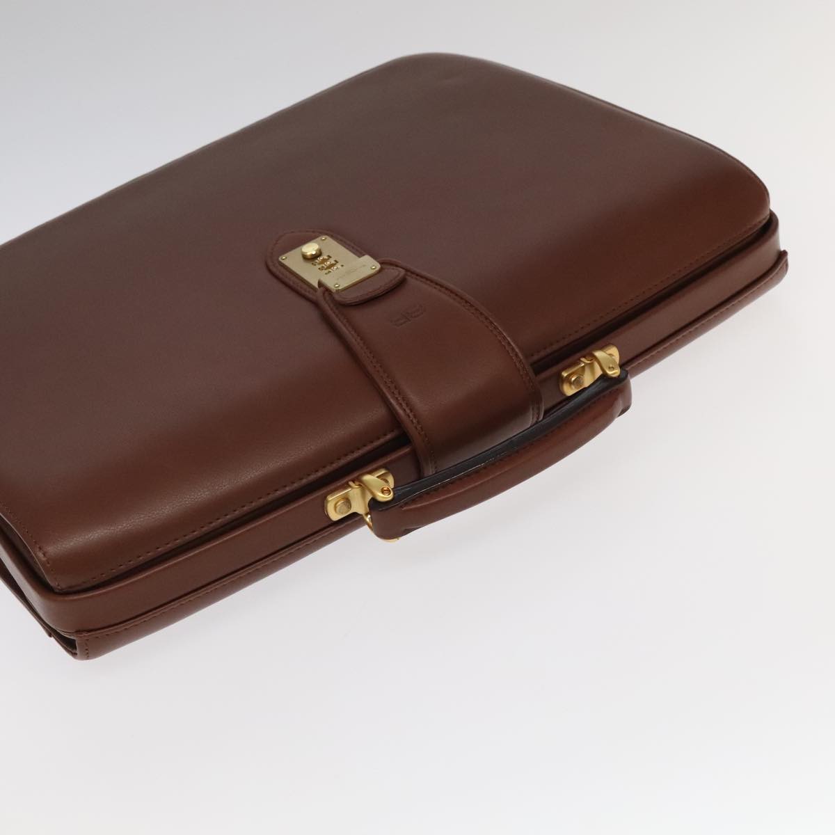 BALENCIAGA Briefcase Leather Brown Gold Auth bs19631