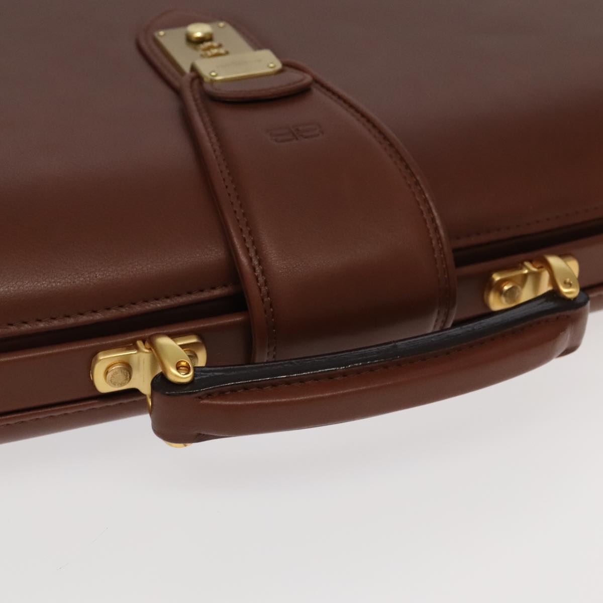 BALENCIAGA Briefcase Leather Brown Gold Auth bs19631