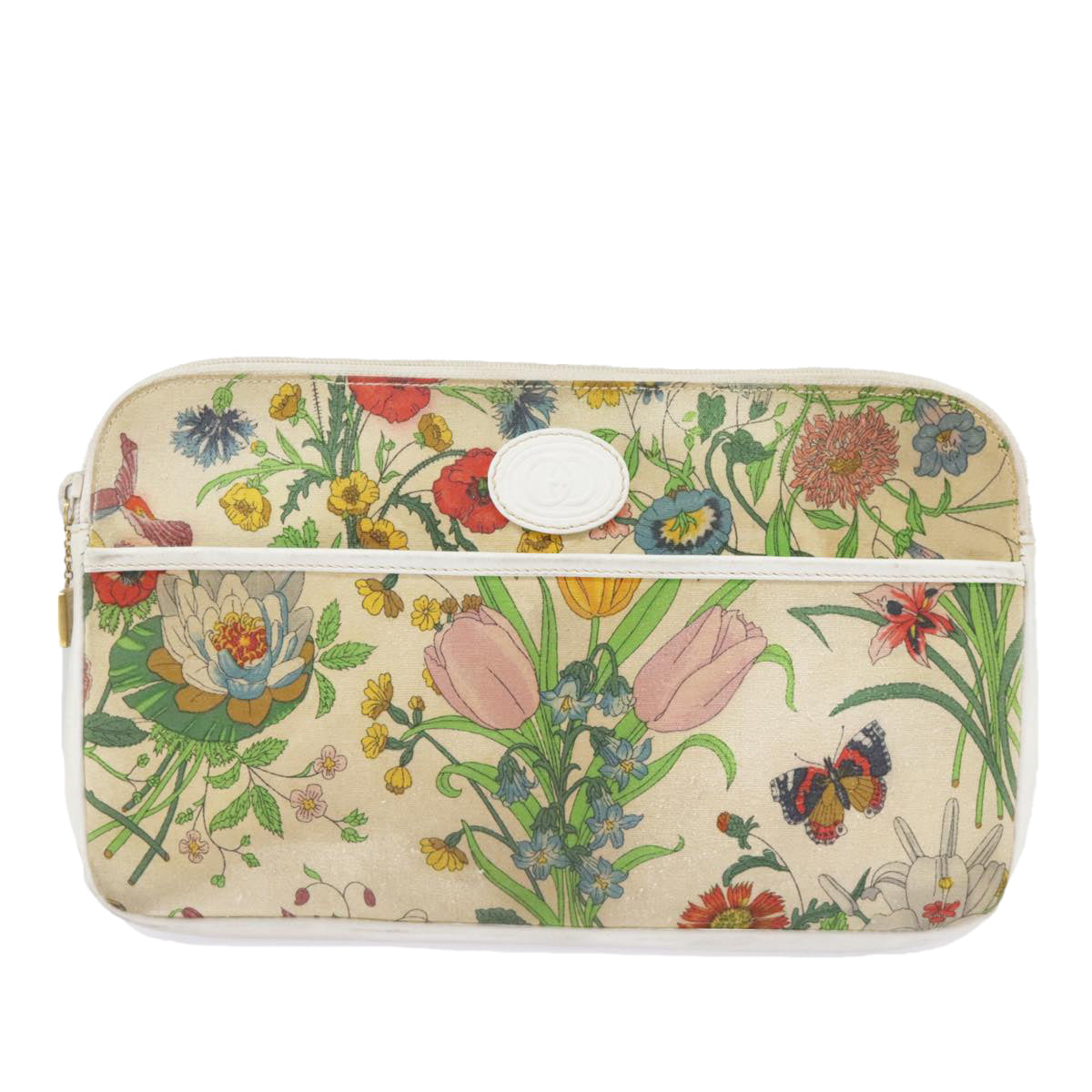 GUCCI Flora Clutch Bag Canvas Multicolor Gold 004 87 0142 Auth bs19633 - 0