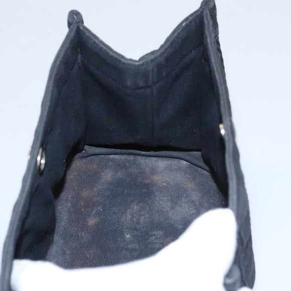 HERMES Mini Cabas Pouch Canvas Black Auth bs19636