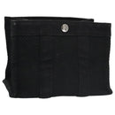 HERMES Mini Cabas Pouch Canvas Black Auth bs19636-1