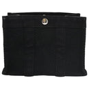 HERMES Mini Cabas Pouch Canvas Black Auth bs19636-13
