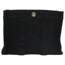 HERMES Mini Cabas Pouch Canvas Black Auth bs19636-2