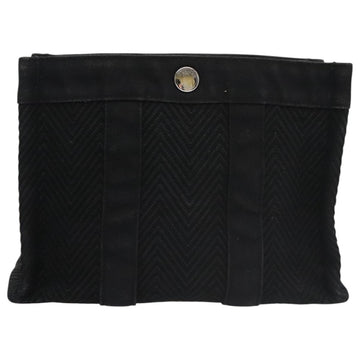 HERMES Mini Cabas Pouch Canvas Black Auth bs19636 - 0