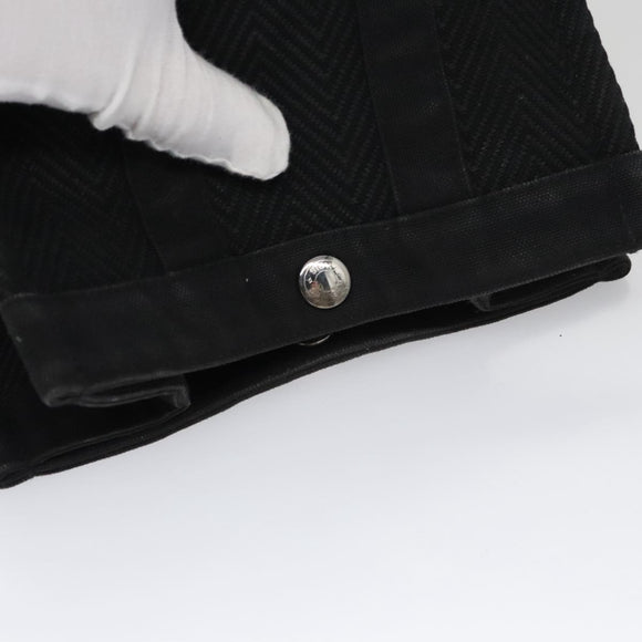 HERMES Mini Cabas Pouch Canvas Black Auth bs19636