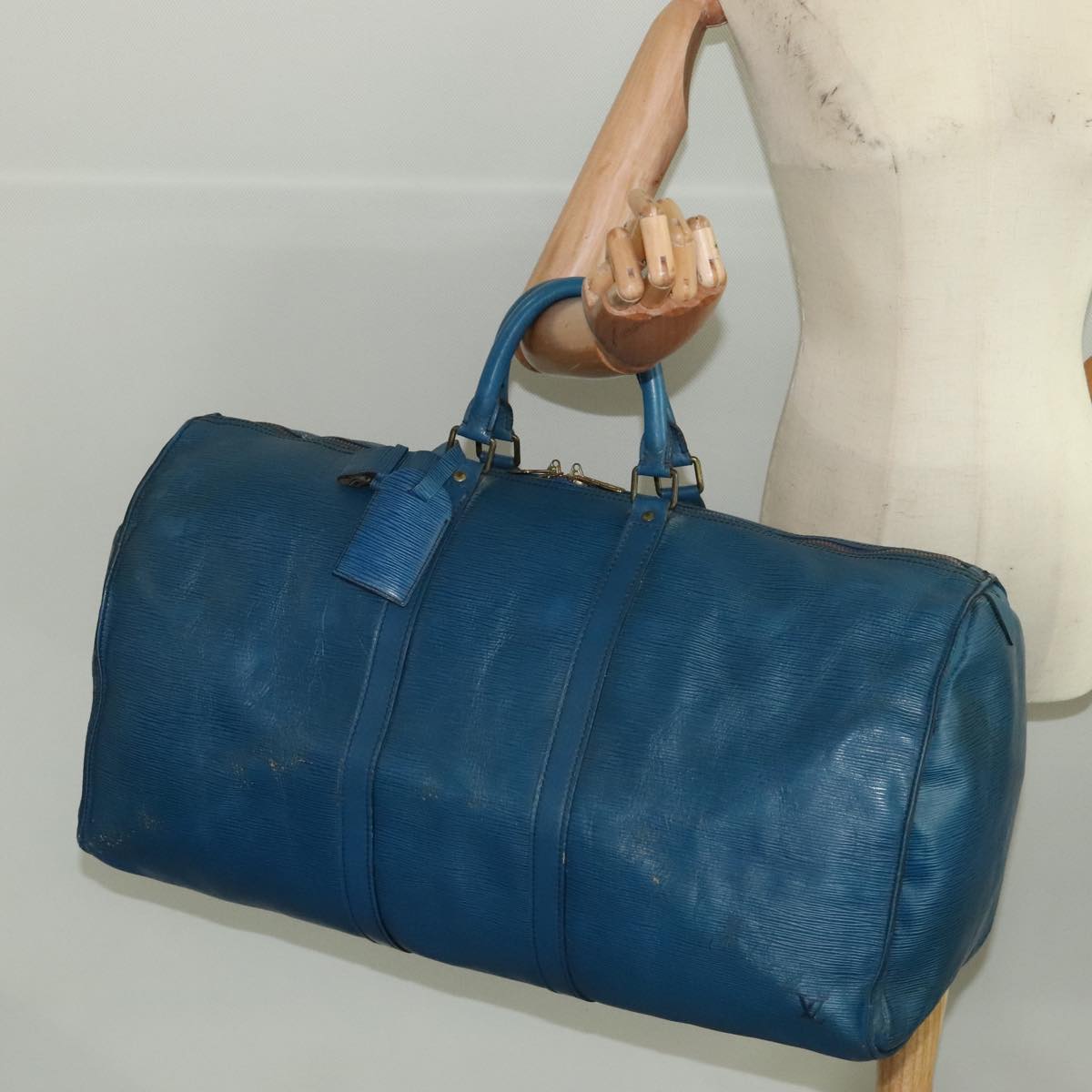 LOUIS VUITTON Epi Keepall 55 Boston Bag Vintage Blue M42955 LV Auth bs19643