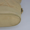 CHANEL Matelasse Chain Shoulder Bag Lamb Skin Beige Gold CC Auth bs19648-15