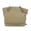 CHANEL Matelasse Chain Shoulder Bag Lamb Skin Beige Gold CC Auth bs19648-13