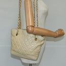 CHANEL Matelasse Chain Shoulder Bag Lamb Skin Beige Gold CC Auth bs19648-22