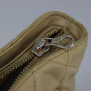 CHANEL Matelasse Chain Shoulder Bag Lamb Skin Beige Gold CC Auth bs19648-7