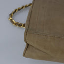 CHANEL Chain Shoulder Bag Lamb Skin Beige Gold CC Auth bs19652-16