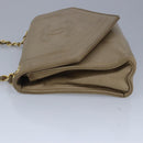 CHANEL Chain Shoulder Bag Lamb Skin Beige Gold CC Auth bs19652-3