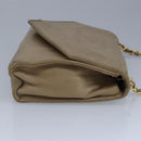 CHANEL Chain Shoulder Bag Lamb Skin Beige Gold CC Auth bs19652-4
