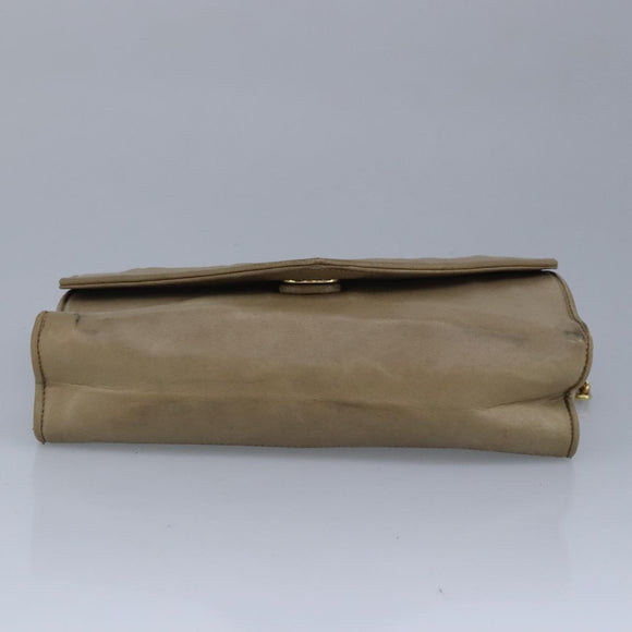 CHANEL Chain Shoulder Bag Lamb Skin Beige Gold CC Auth bs19652