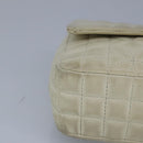 CHANEL Chain Flower Stitch Shoulder Bag Lamb Skin Beige Silver CC Auth bs19654-14