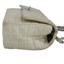 CHANEL Chain Flower Stitch Shoulder Bag Lamb Skin Beige Silver CC Auth bs19654-4