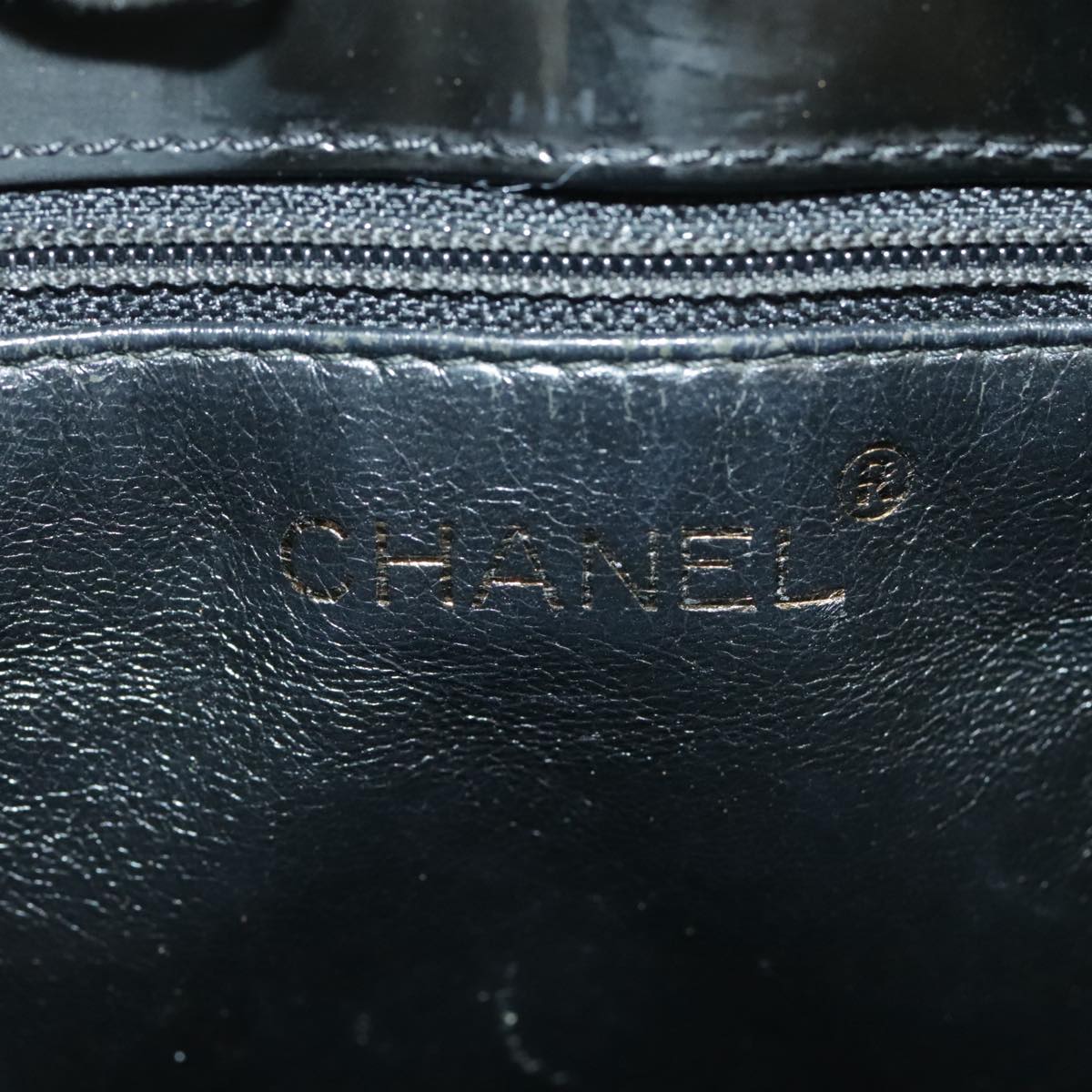 CHANEL Bicolore Shoulder Bag Patent Leather Black CC Auth bs19656