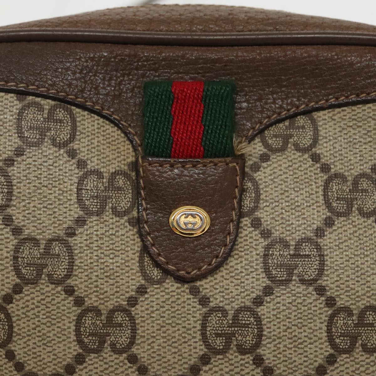 GUCCI GG Supreme Web Sherry Line Shoulder Bag PVC Beige 89 02 066 Auth bs19662