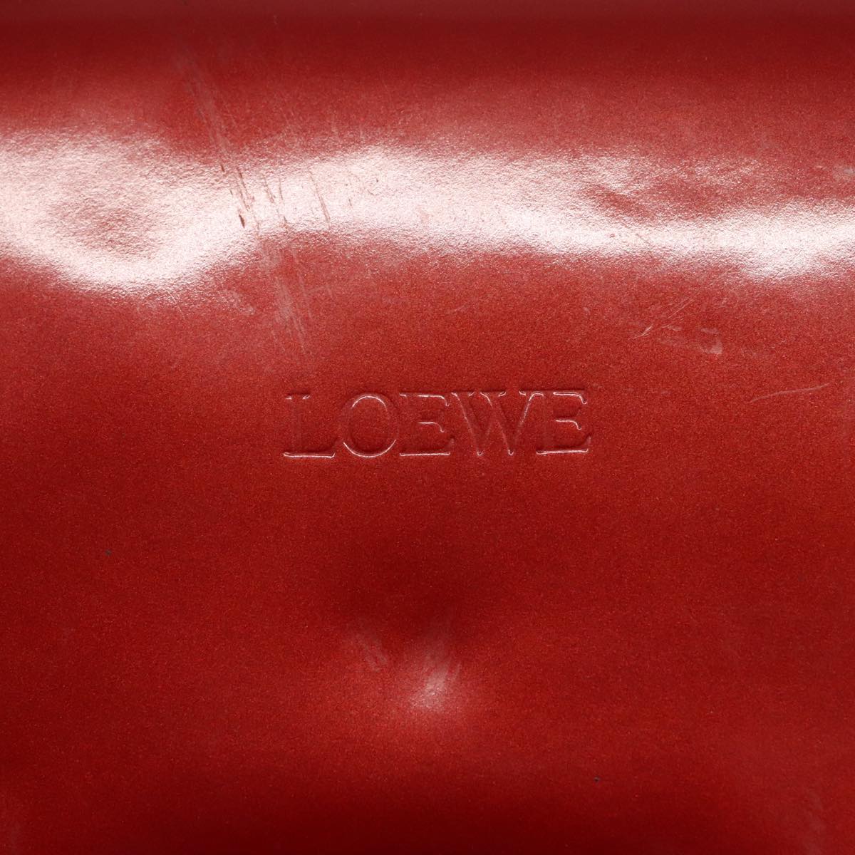 LOEWE Barcelona Hand Bag Enamel Red Auth bs19664