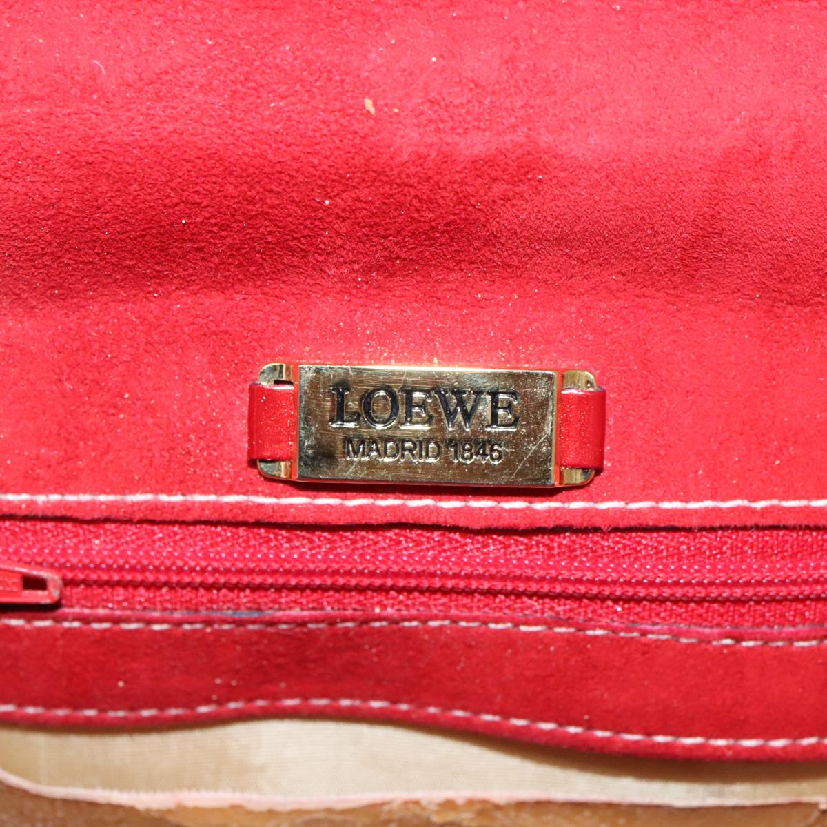 LOEWE Barcelona Hand Bag Enamel Red Auth bs19664