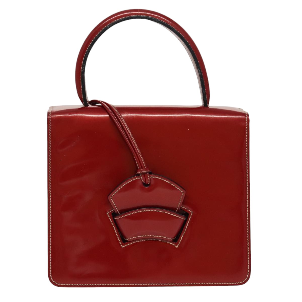 LOEWE Barcelona Hand Bag Enamel Red Auth bs19664