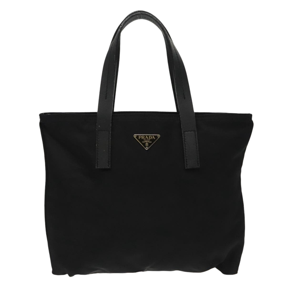 PRADA Tote Bag Nylon Black Silver Auth bs19667