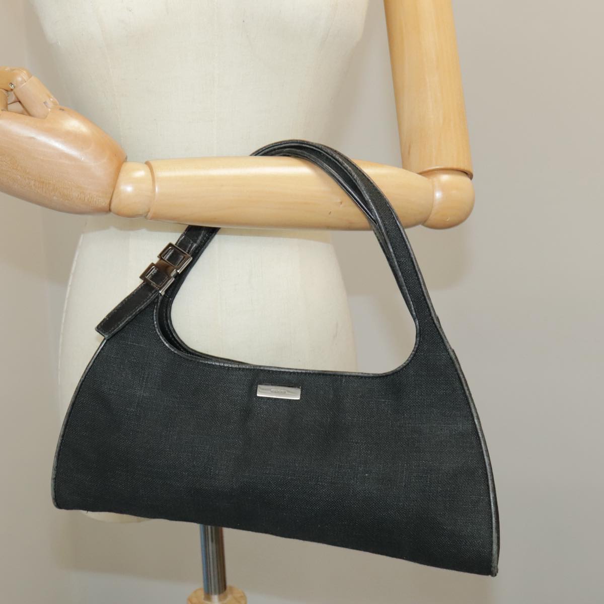 GUCCI Hand Bag Canvas Black 001 4243 Auth bs19668