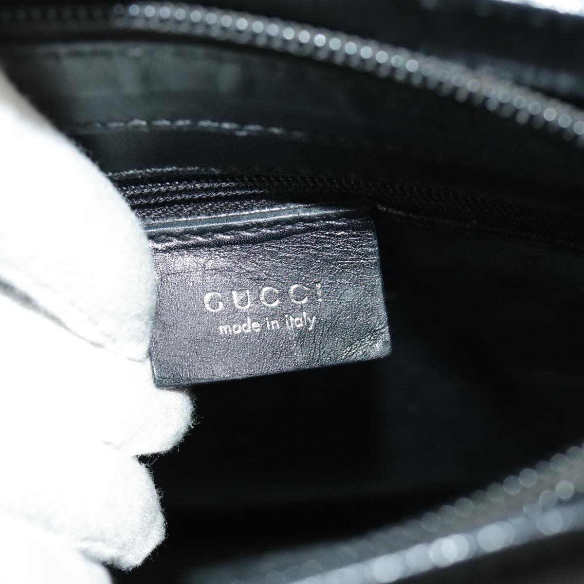 GUCCI Shoulder Bag Leather Black Silver 001 2865 3099 Auth bs19669