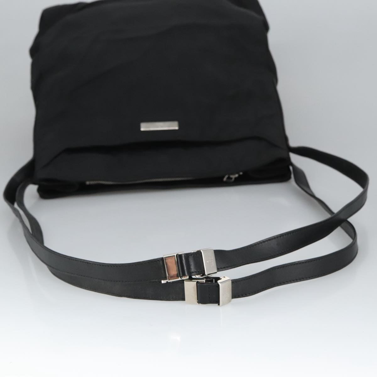 GUCCI Shoulder Bag Canvas Black Silver 002 1043 Auth bs19670