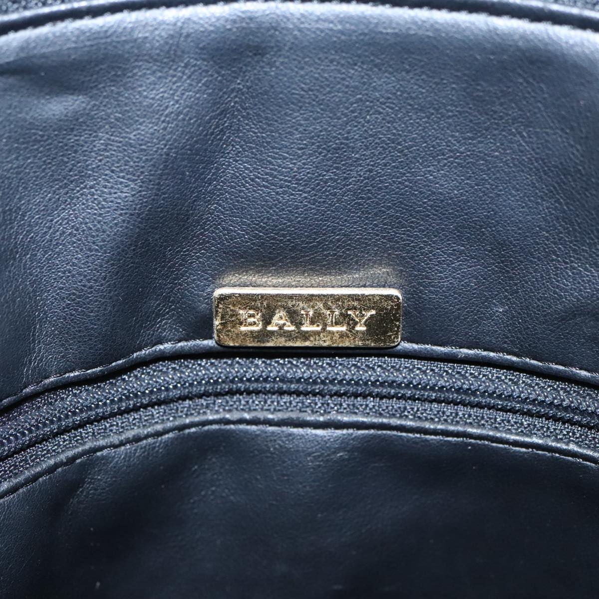 BALLY Hand Bag Leather Black Gold Auth bs19676