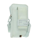 FENDI Shoulder Bag Nylon Light Blue Silver Auth bs19694-1