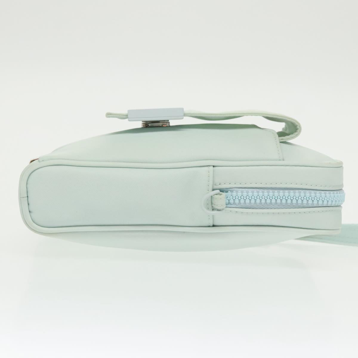 FENDI Shoulder Bag Nylon Light Blue Silver Auth bs19694