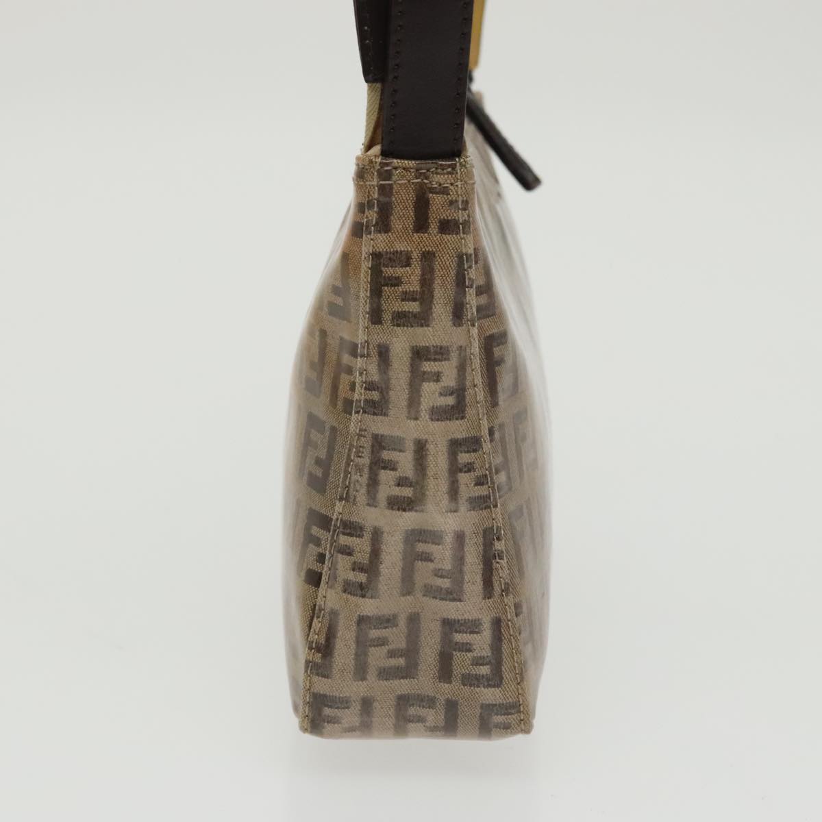 FENDI Zucchino Canvas Hand Bag Gold Brown Auth bs19698