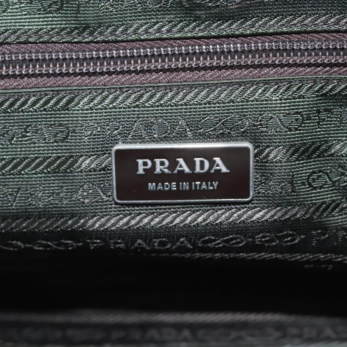 PRADA Hand Bag Leather Beige Silver Auth bs19717