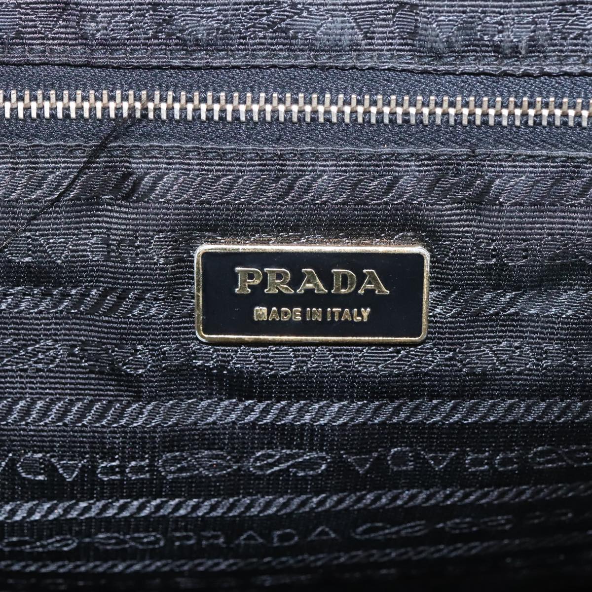 PRADA Tote Bag Leather Black Gold Auth bs19723