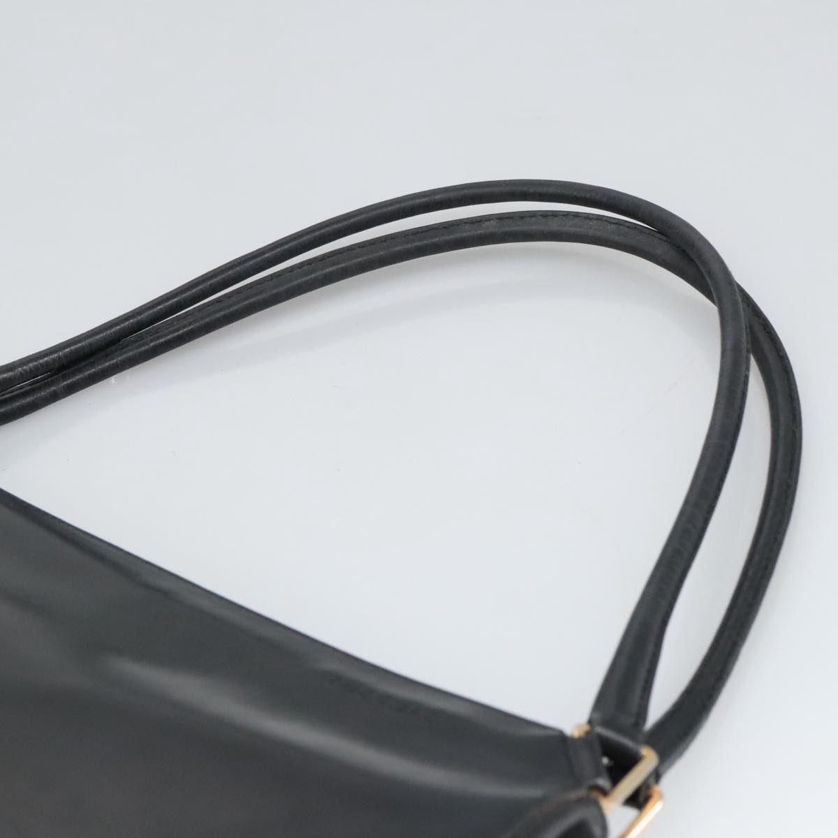 PRADA Tote Bag Leather Black Gold Auth bs19723